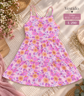 Vestido para niña de tirantes con estampado floral multicolor