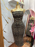 Vestido largo con estampado de leopardo cuenta con tirantes ajustables