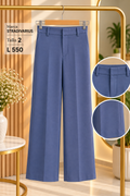 Pantalón de talle alto en tono azul de pierna ancha