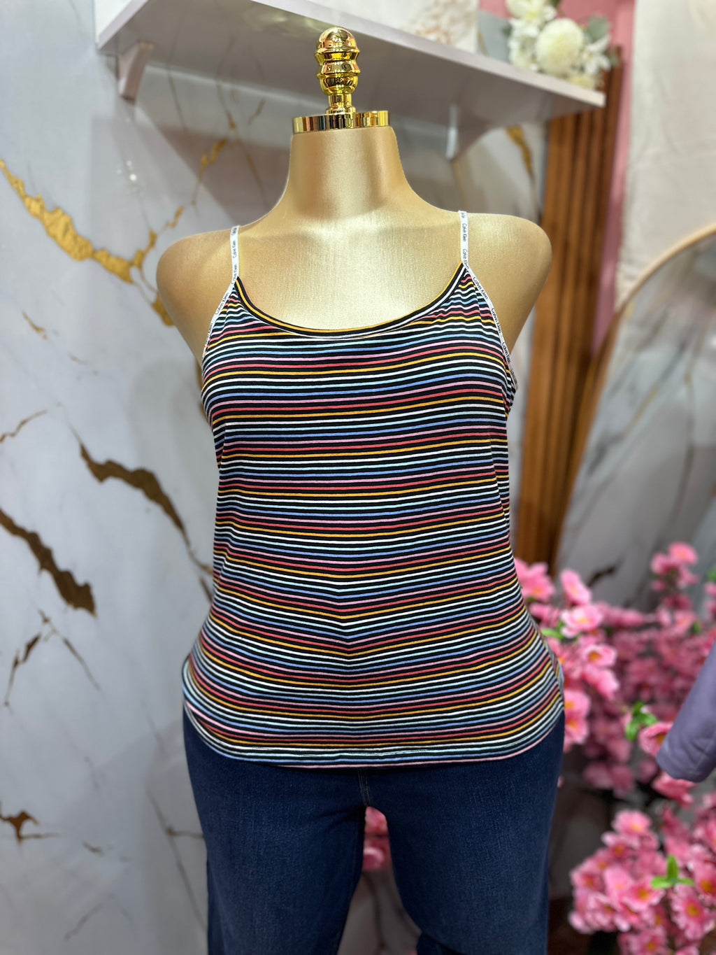 Camisa CALVIN KLEIN de tirantes con estampado de rayas multicolor