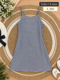 Vestido para niña de tirantes en color gris con estampado a cuadros