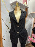 Blazer fino color negro talla plus sin mangas