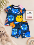Conjunto para bebé de 2 piezas azul marino con estampado de planetas