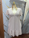 Vestido corto SHEIN casual con cuello en V de mangas cortas