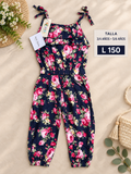 Enterizo corto sin mangas para niña con un diseño de estampado floral