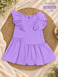 Vestido lila para niña con llamativos volantes en los hombros