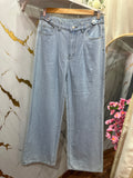 Pantalón SHEIN tipo Wide Leg de tiro alto en tono azul claro