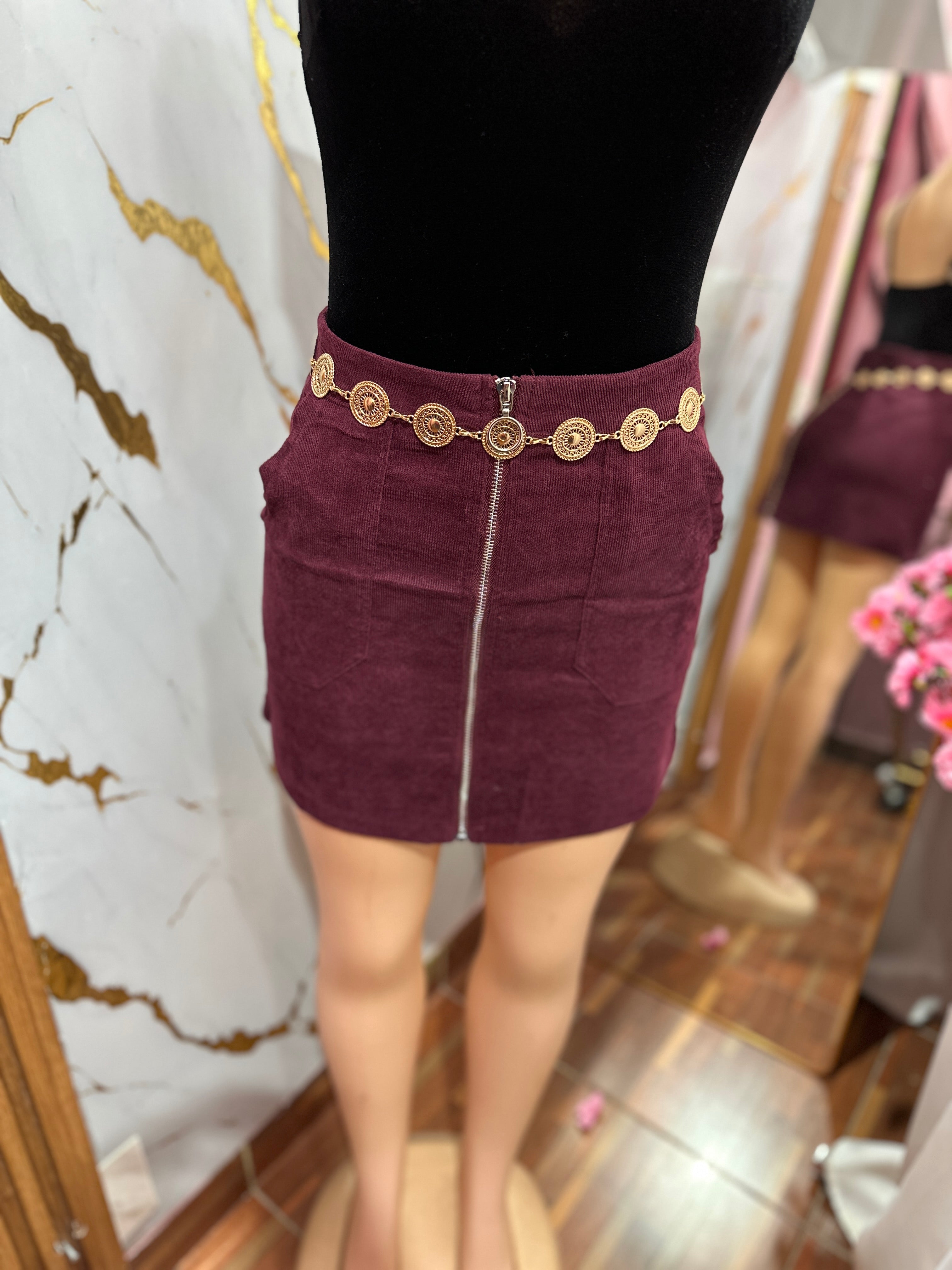 Mini falda con cremallera frontal