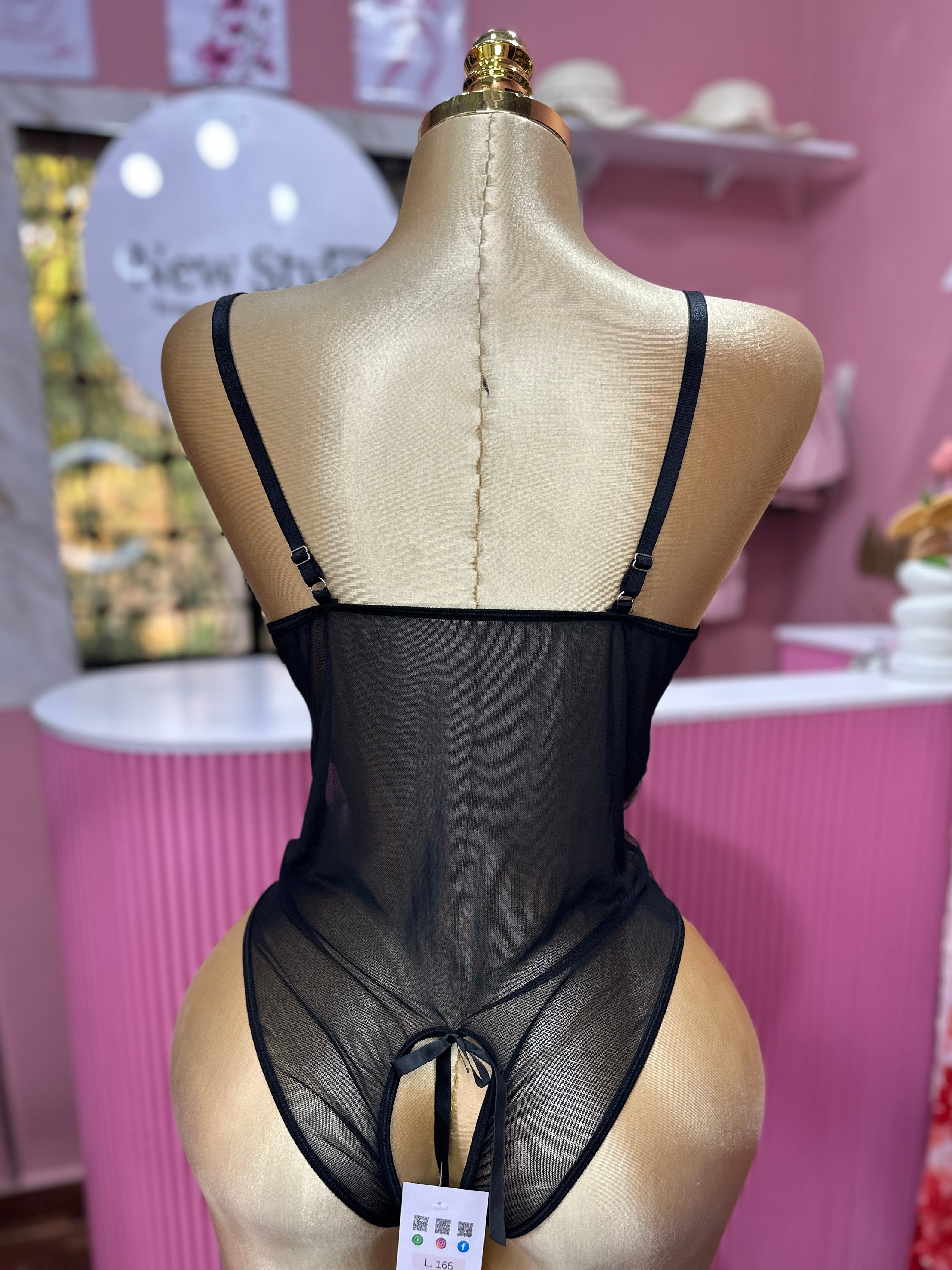 Body transparente bordado