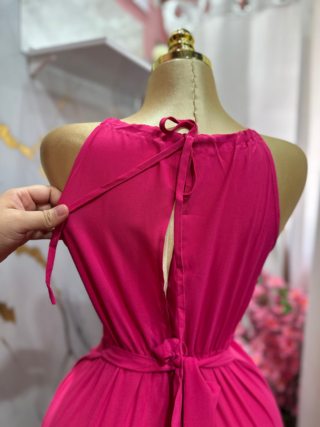 Jomper corto fucsia estilo transparente de tirantes