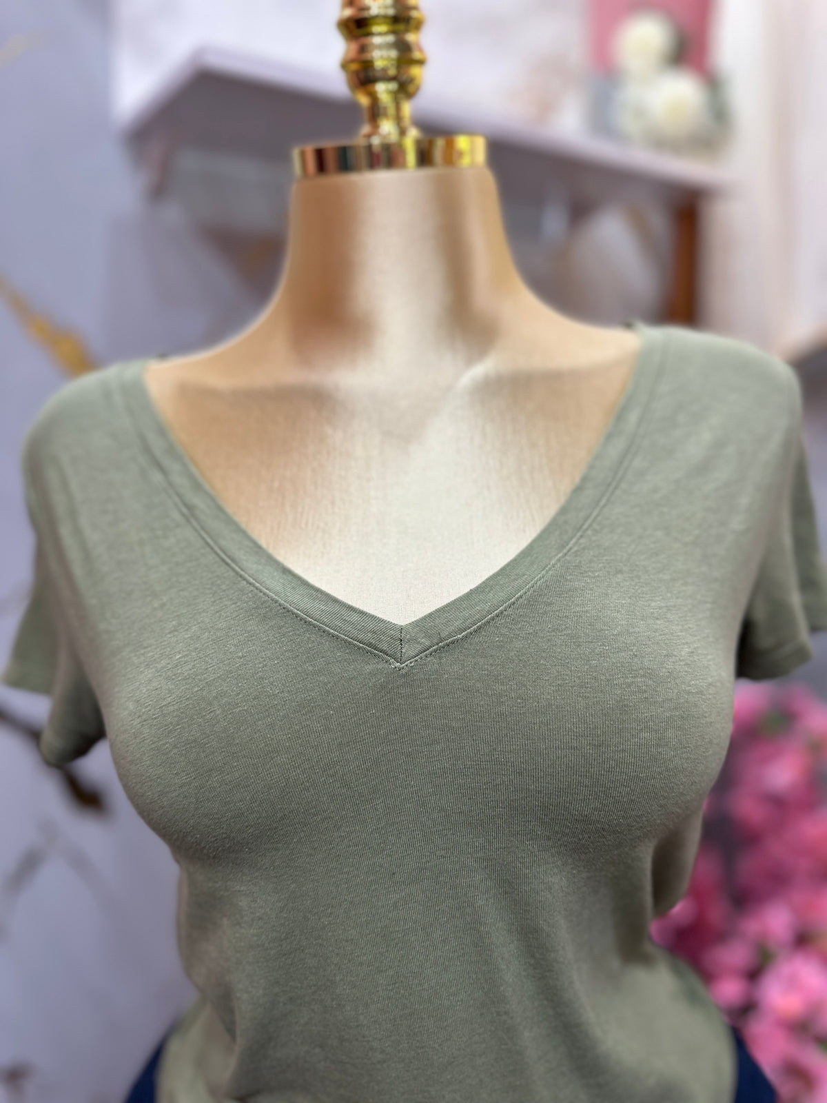 Camisa básica OLD NAVY de mangas cortas con cuello en V