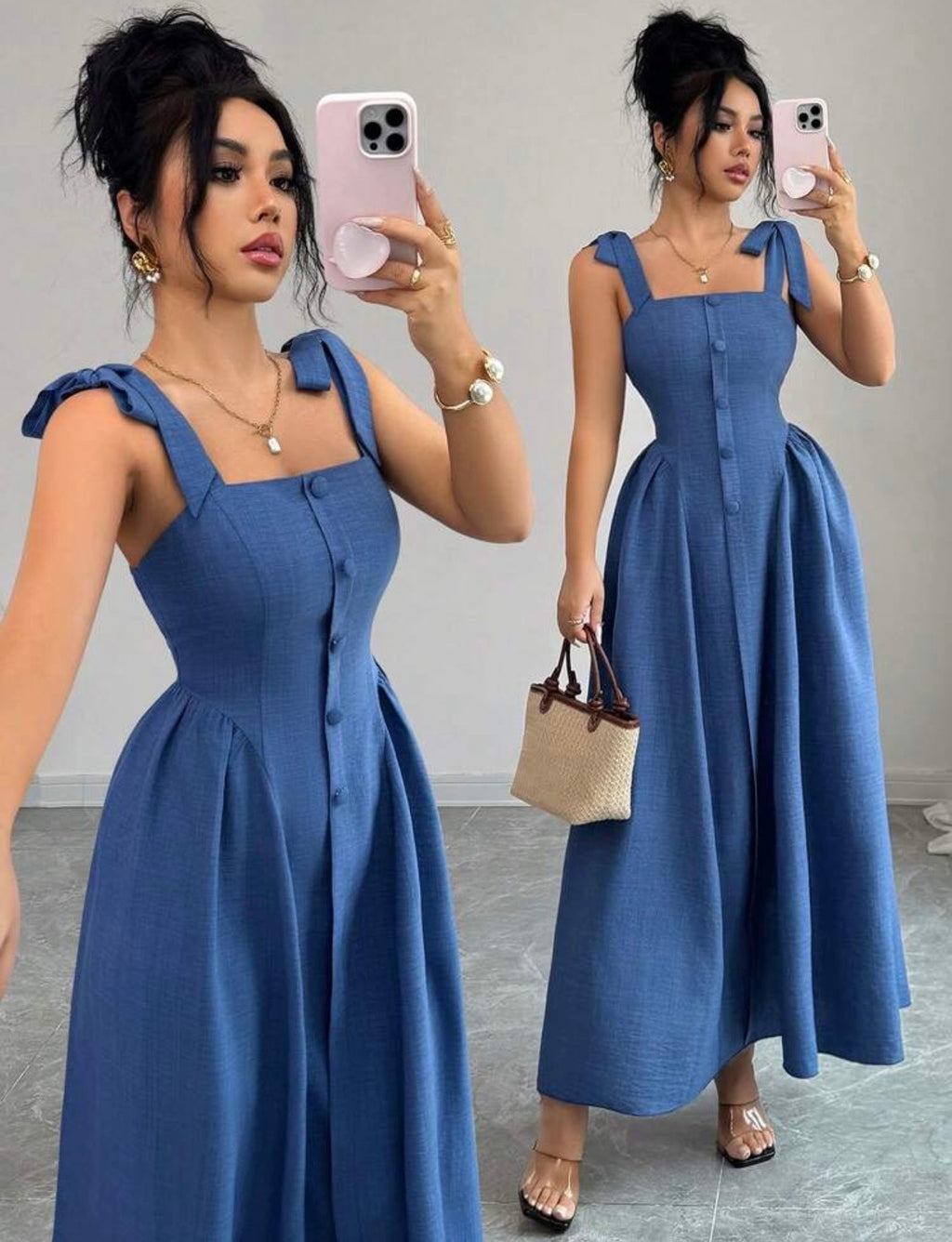 Vestido largo en tono azul elegante 💙