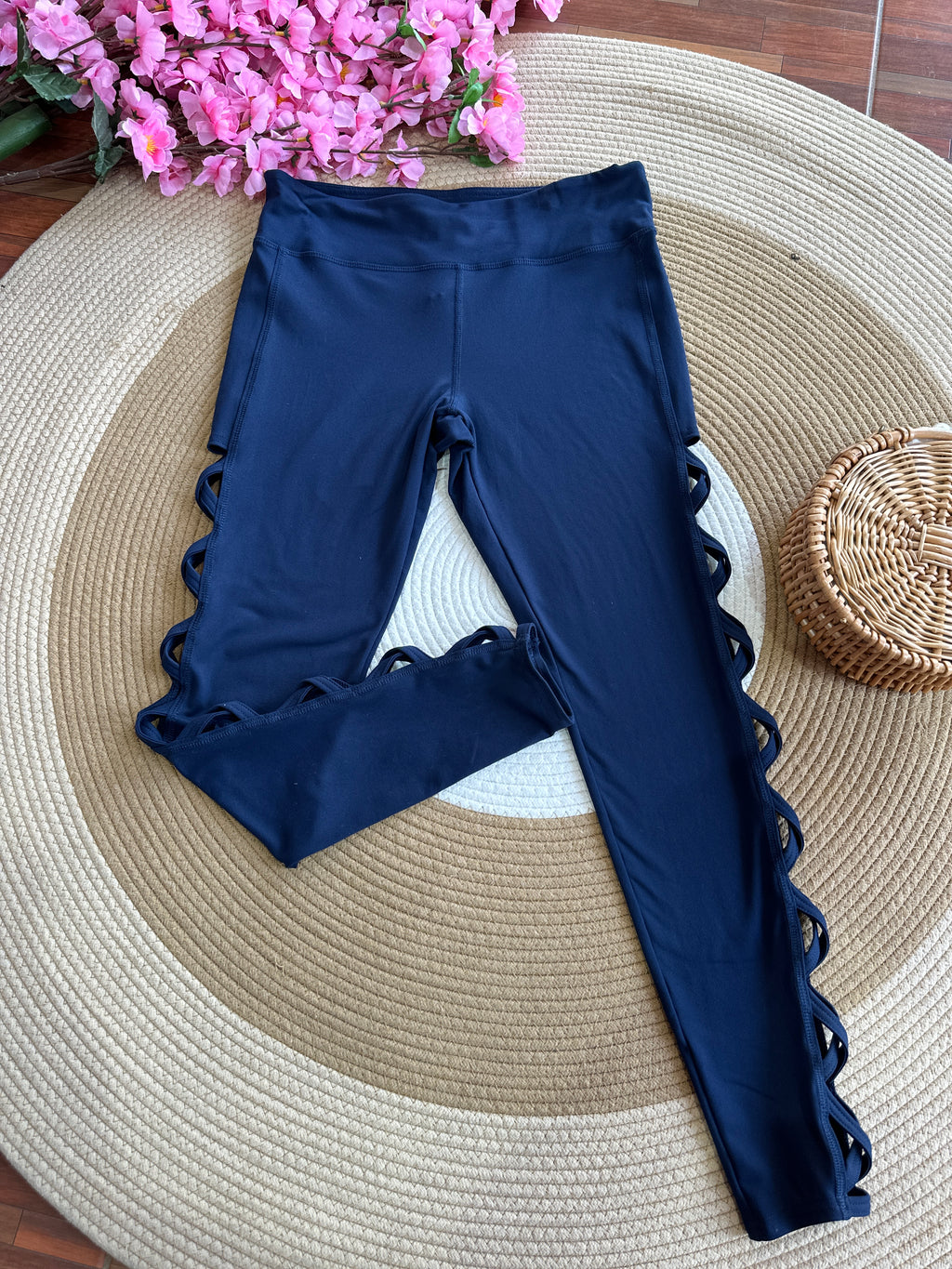 Leggings Azul con Detalle Trenzado