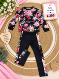 Conjunto para niña de dos piezas, sudadera y Leggings con estampado floral
