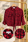 Camisa de cuadros rojos u negros con lazo ajustable en el frente