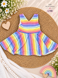 Vestido sin mangas para bebé con rayas multicolor en tono arcoíris