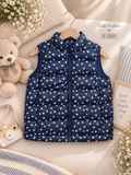 Chaleco para niña de invierno color azul marino con estampado floral