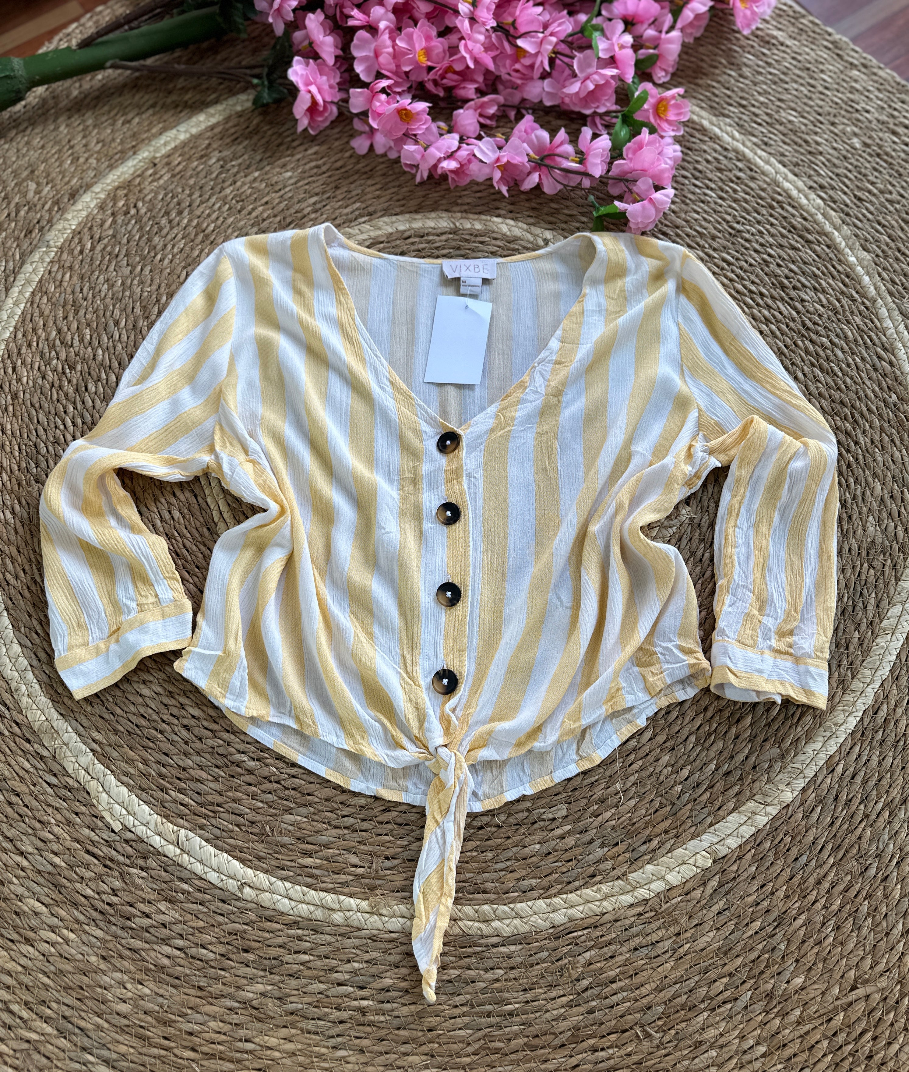 Blusa manga larga de botones rayada