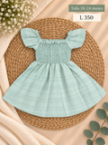 Vestido verde para niña de mangas mariposa