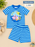 Conjunto para niño con estampado de George Pig con rayas azules