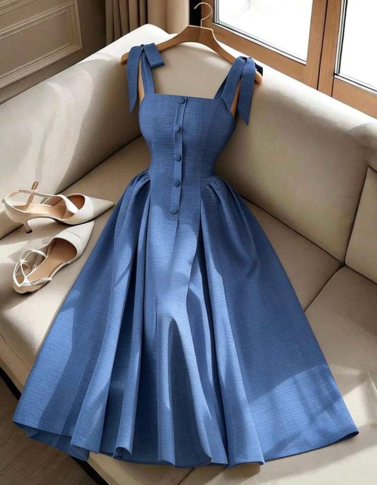 Vestido largo en tono azul elegante 💙