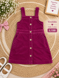 Vestido para niña en color vino con diseño de botones frontales