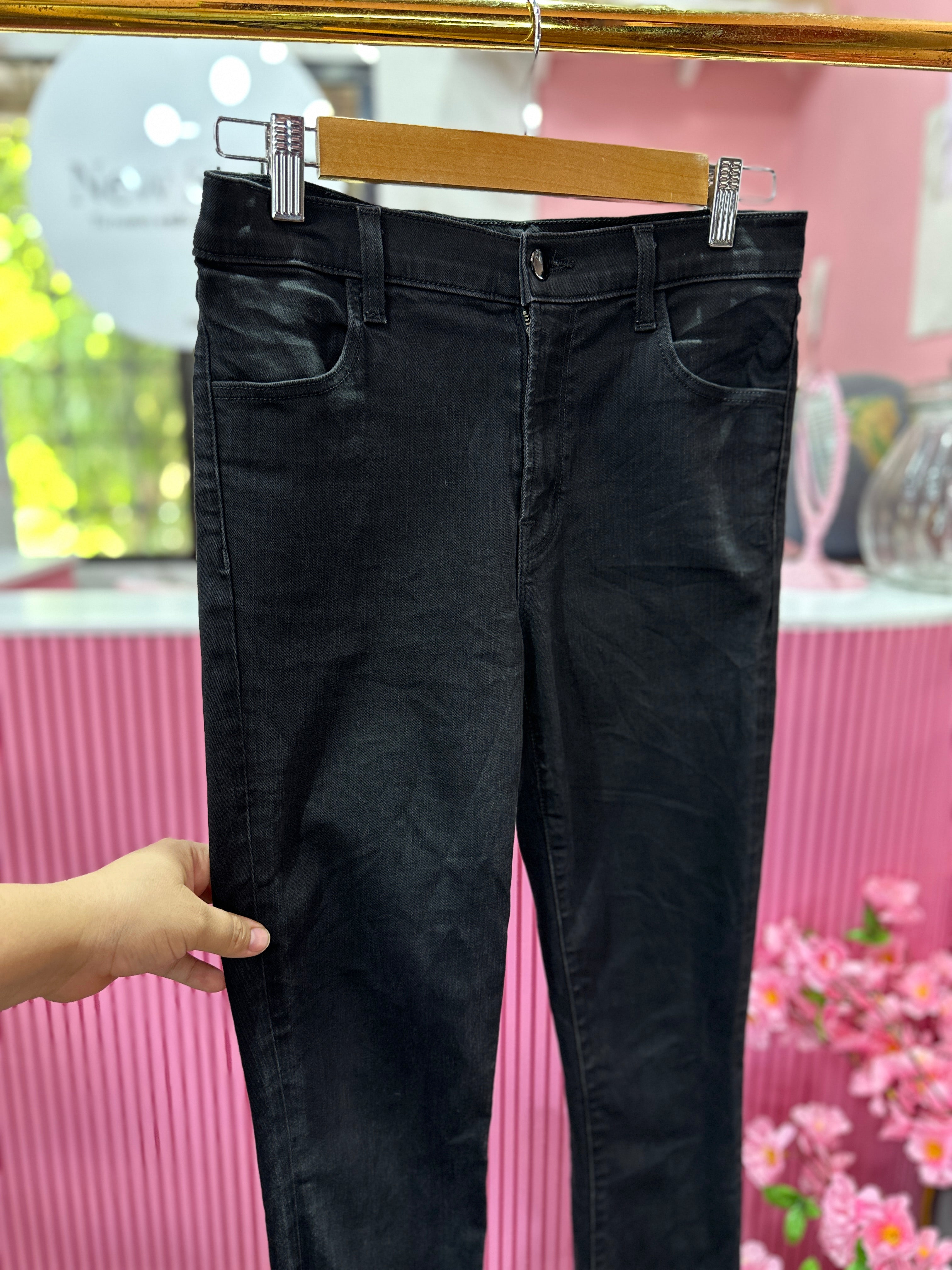 Skinny Jeans de Tiro Alto Negro