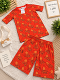 Conjunto para niño, camiseta y Calsoneta con estampado de color anaranjado