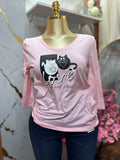 Camiseta de mangas tres cuartos color rosa LA VIE EN ROSE